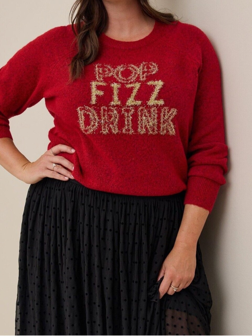 2x Torrid Red Pop Fizz Drink New Year Sweater Size 2